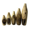 Vases miniatures en bois de noyer massif naturel, décoratifs couleur crème – Lot de 5.