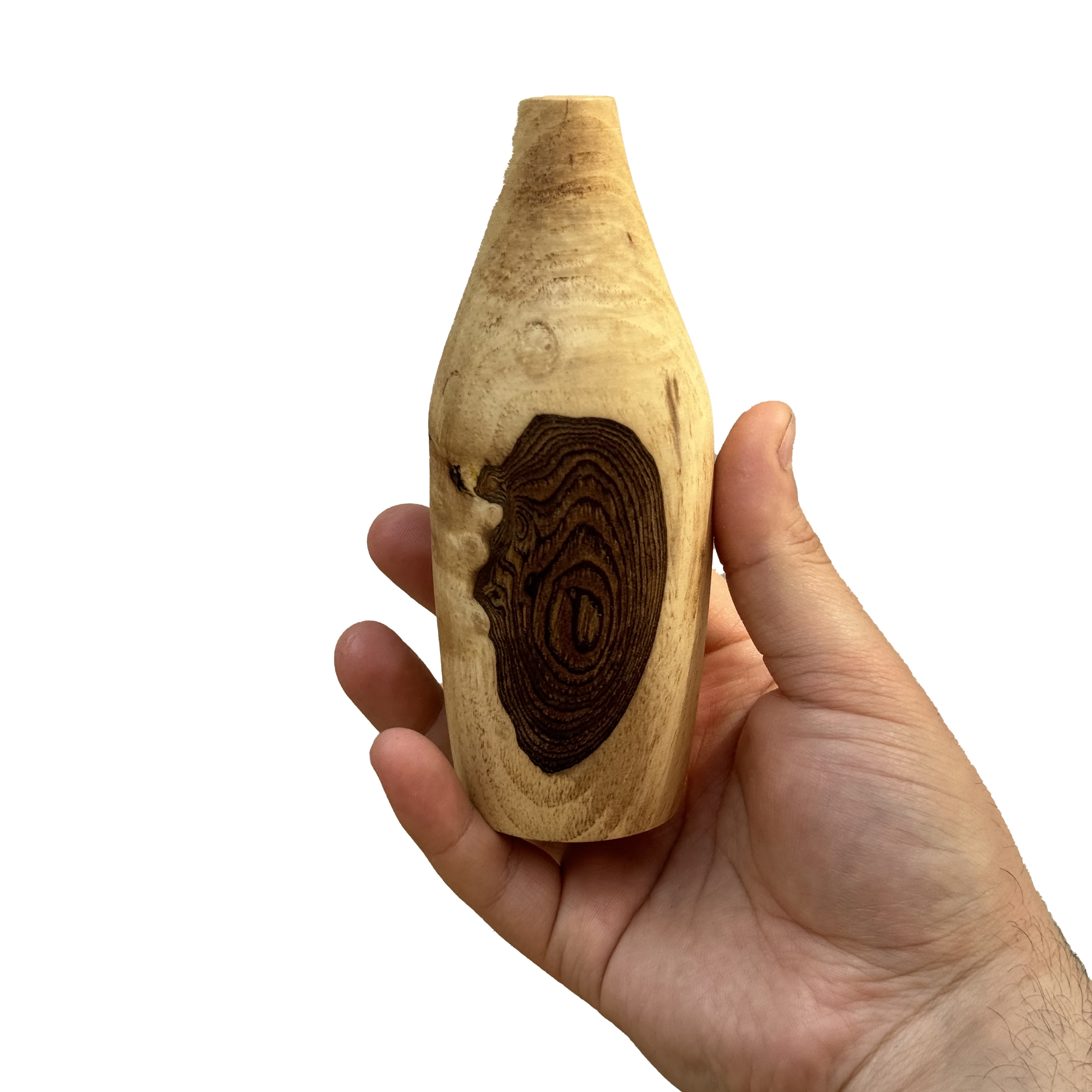 Vases miniatures en bois de noyer massif naturel, décoratifs couleur crème – Lot de 5.