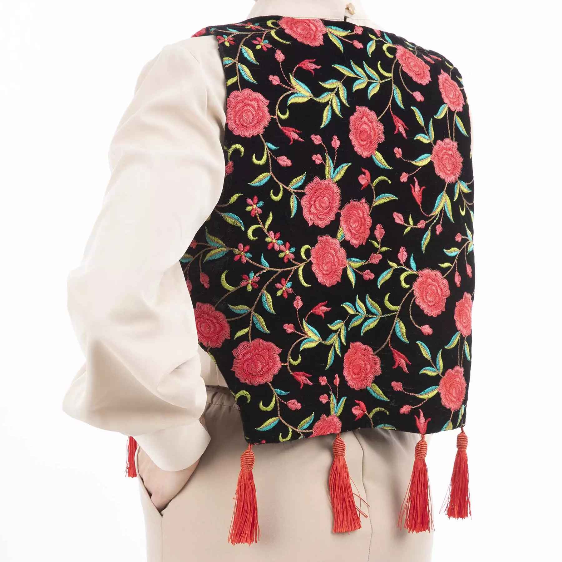 Gilet brodé pour femmes avec design floral