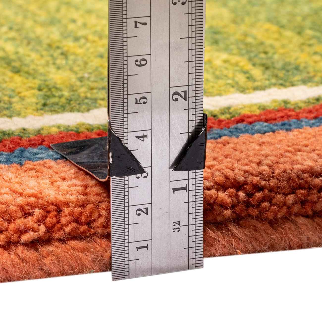 Tapis en laine Gabbeh persan tissé à la main en Fars géométrique vert