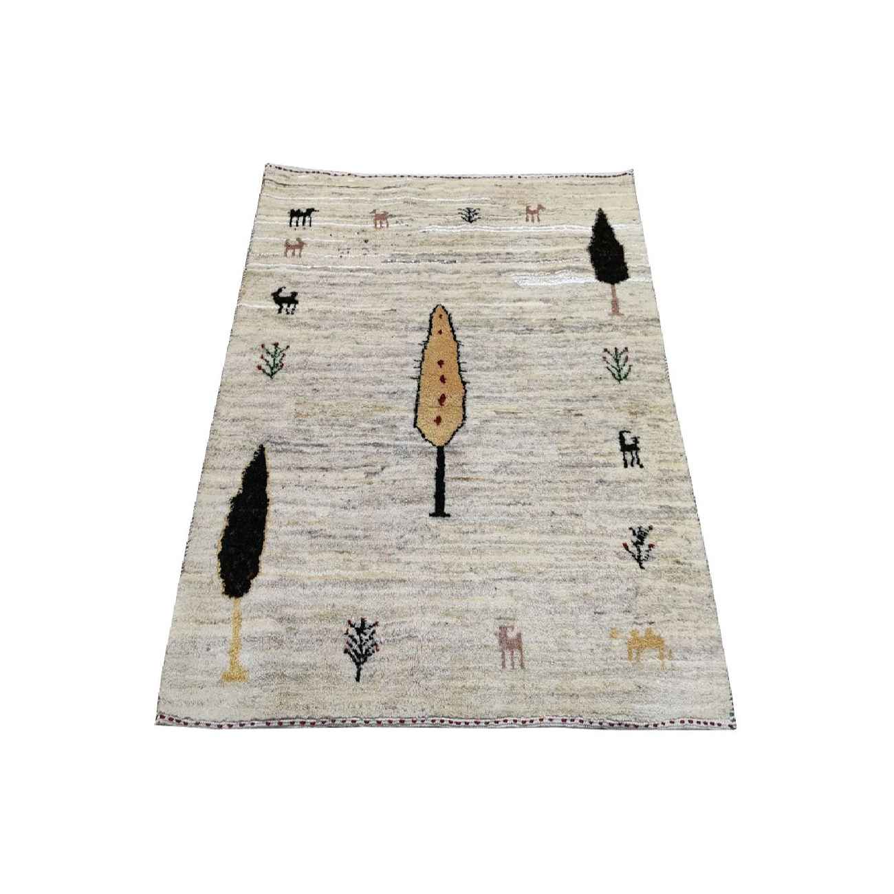 Tapis en laine Gabbeh persan authentique tissé à la main motifs animaliers