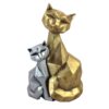 Figurine géométrique de famille de chats cubisme en résine - Décor moderne pour la maison