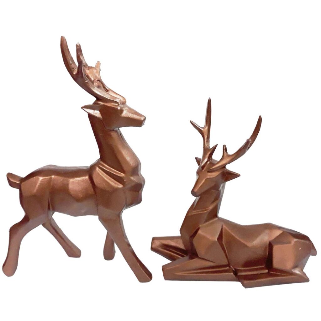 Ensemble de figurines géométriques de cerf cubisme 2 pièces - Pièces artistiques pour la maison