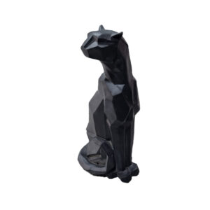 Figurine géométrique de panthère cubisme assise – Sculpture en résine décorative