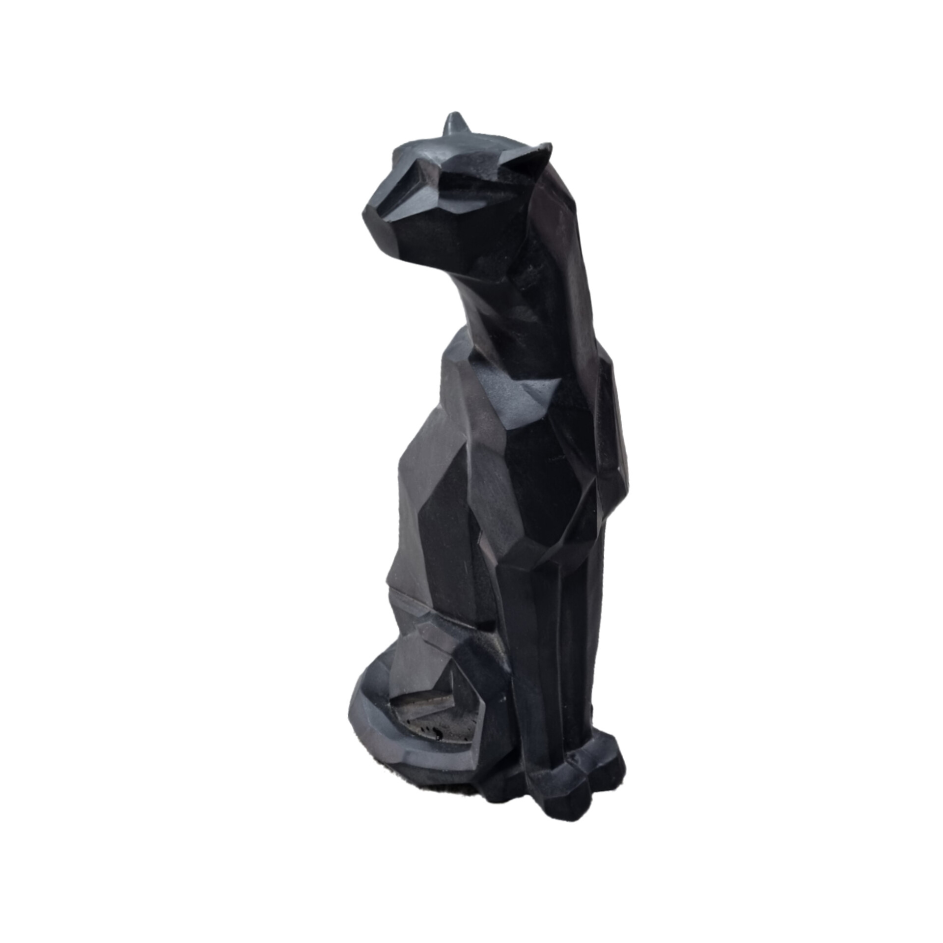 Figurine géométrique de panthère cubisme assise - Sculpture en résine décorative