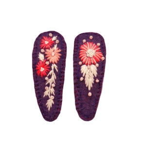 Set de Pinces à Cheveux à Clip Brodé à la Main avec Design de Fleur