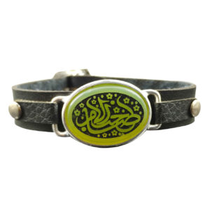 Bracelet islamique en cuir pierre jade agate ajustable pour homme