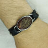 Bracelet islamique avec cuir et pierre agate pour homme