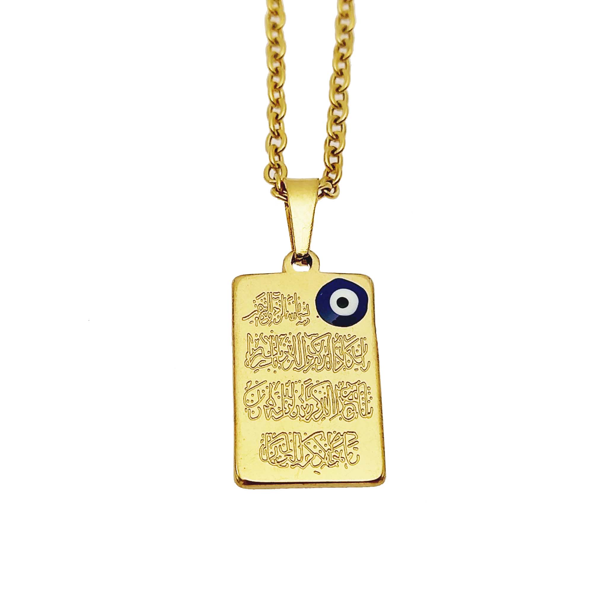 Collier en acier inoxydable islamique orné d'un œil de mal et pendentif Wan Yakad