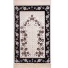 Tapis de prière islamique en velours rembourré Janamaz Sajadah floral crème