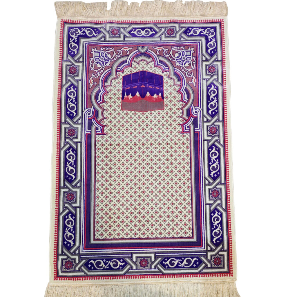 Tapis de prière islamique Janamaz rembourré en polyester Kaaba violet