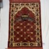Tapis de prière islamique en velours Janamaz Sajadah rembourré Kaaba rouge brique