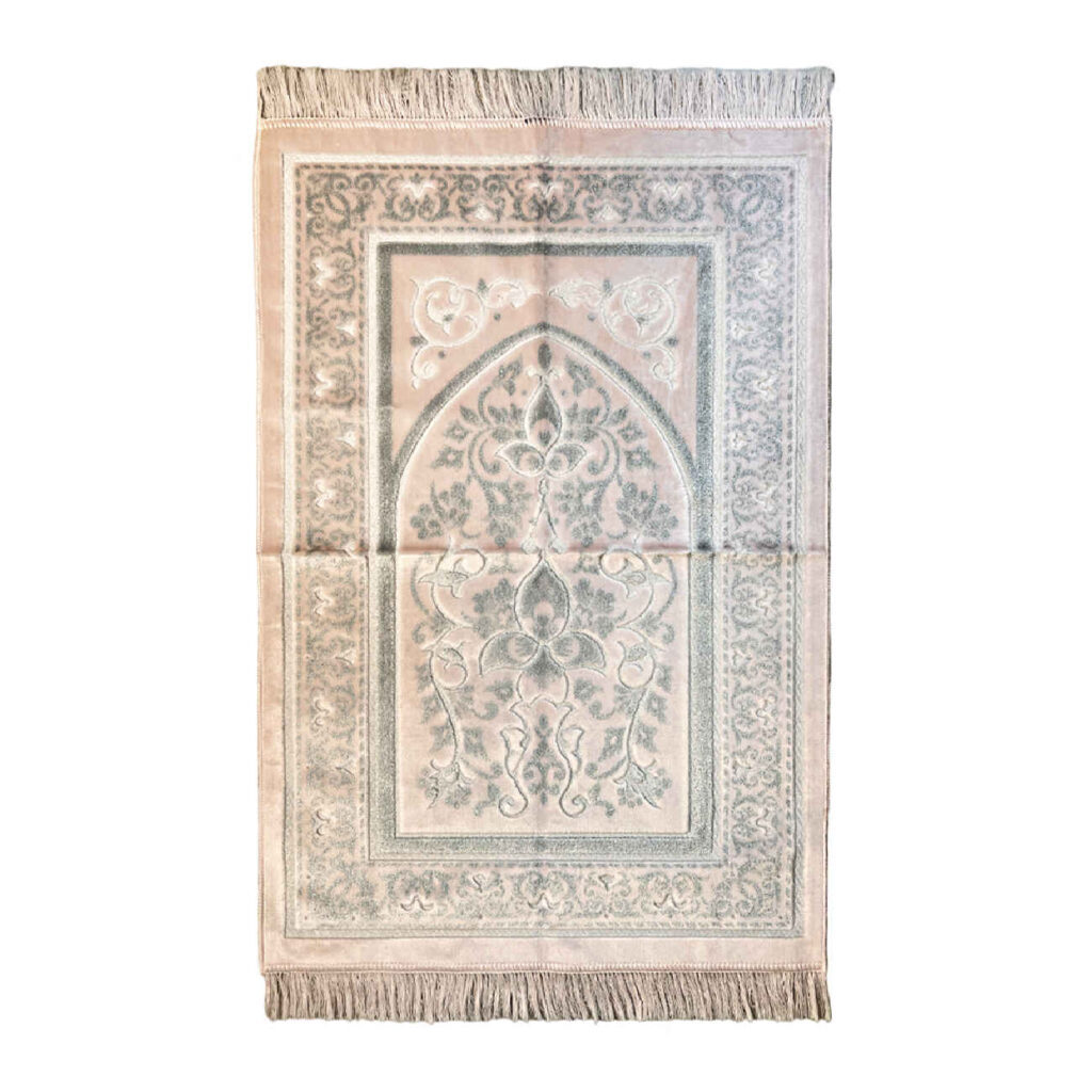 Tapis de prière islamique en velours rembourré Janamaz Sajadah design traditionnel