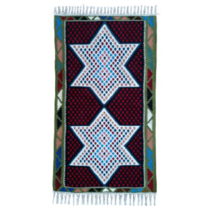 Tapis en coton Kilim persan tissé à la main à Ardabil avec géométrie blanche