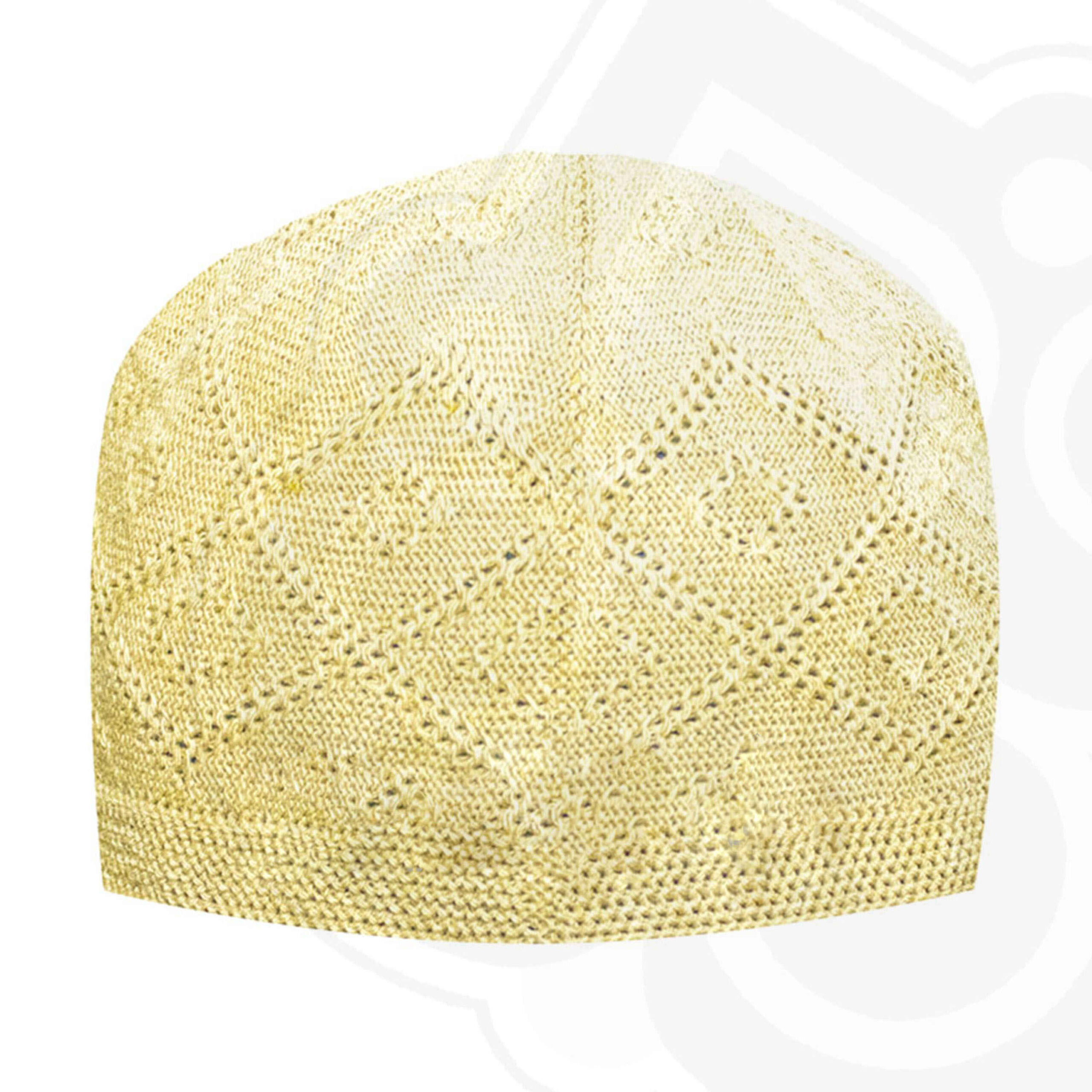Kufi Taqiyah Turc Tricoté – Chapeau de prière musulman en jaune