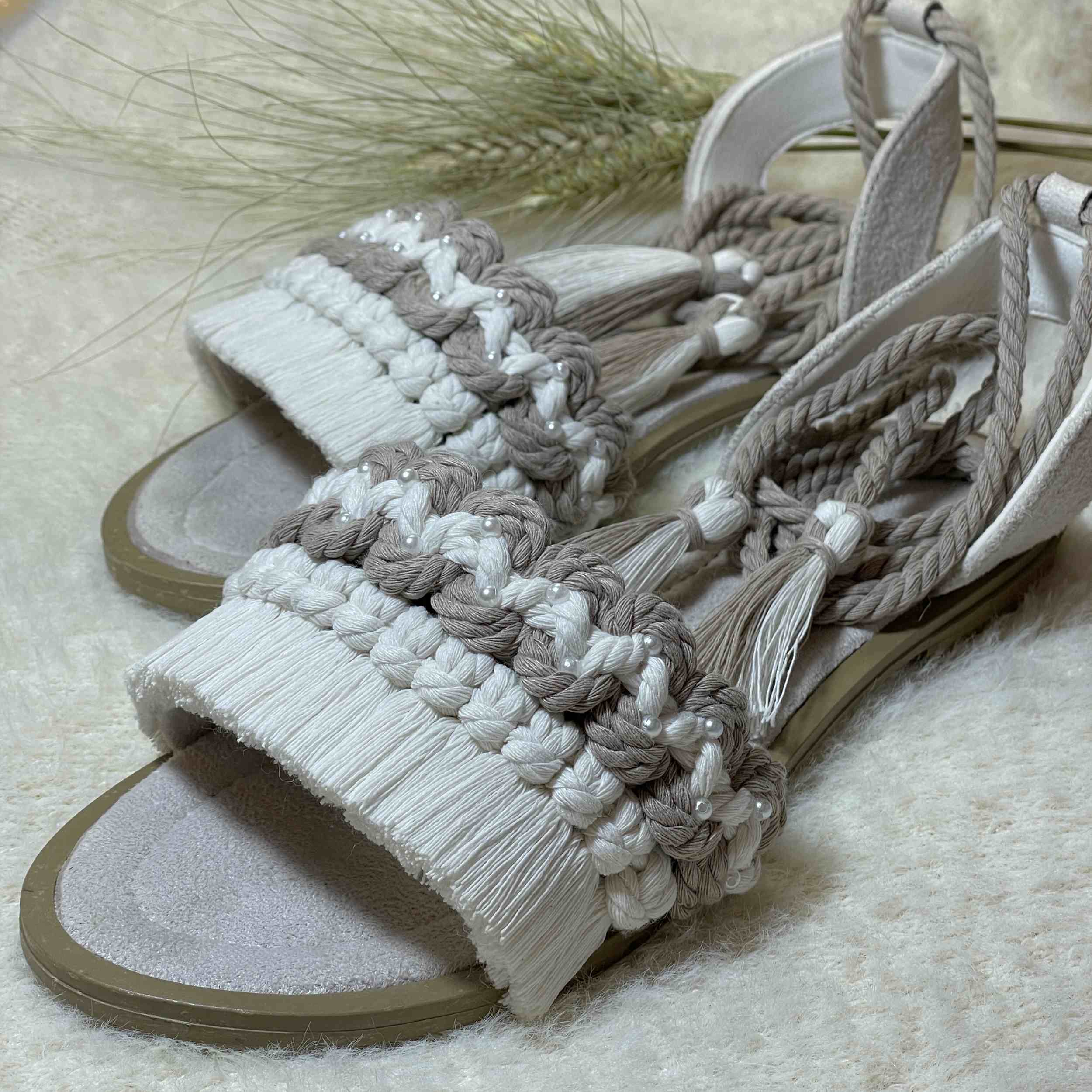 Sandales Sling Back Macramé avec Design Boho Artisanales