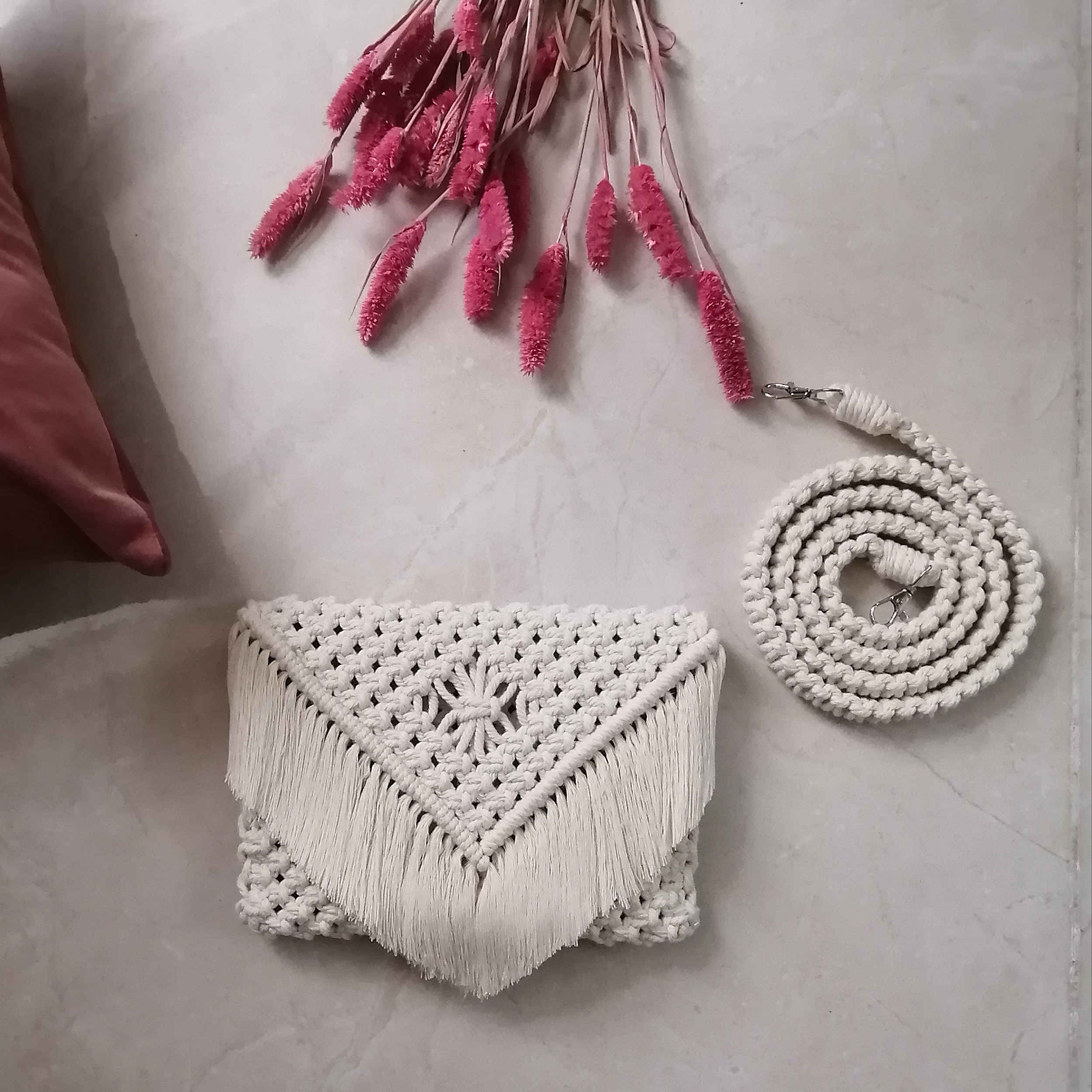 Sac bandoulière en macramé pour femmes tissé à la main, modèle Gandom