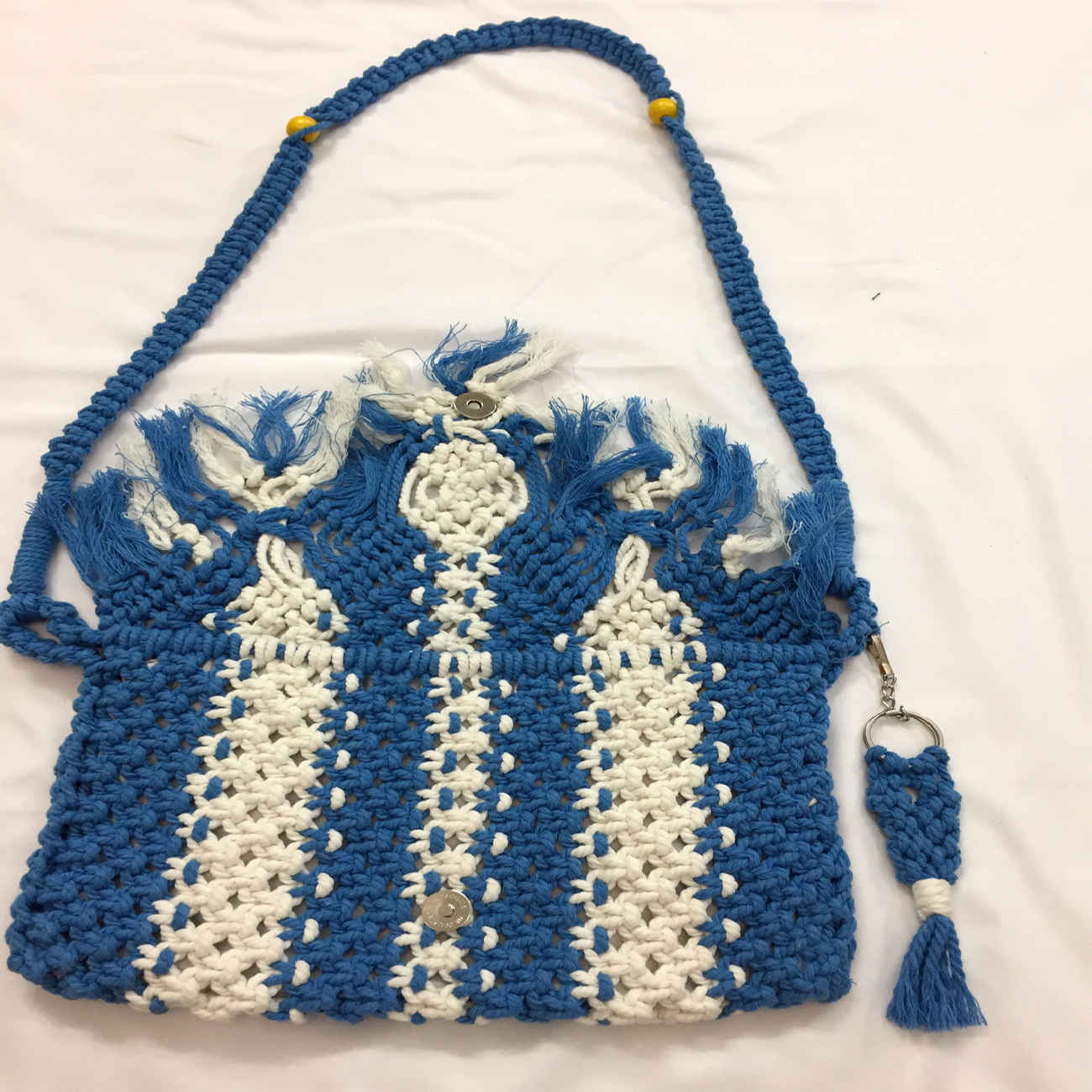 Sac bandoulière en macramé pour femmes tissé à la main en blanc