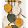 Tenture murale en macramé - Art bohème, feuilles colorées