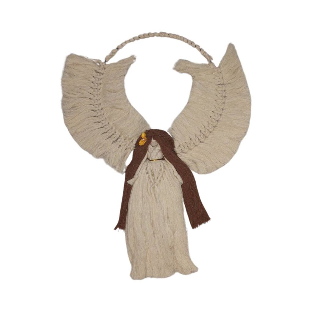 Tenture murale en macramé - Art bohème, modèle Angel, tissé à la main