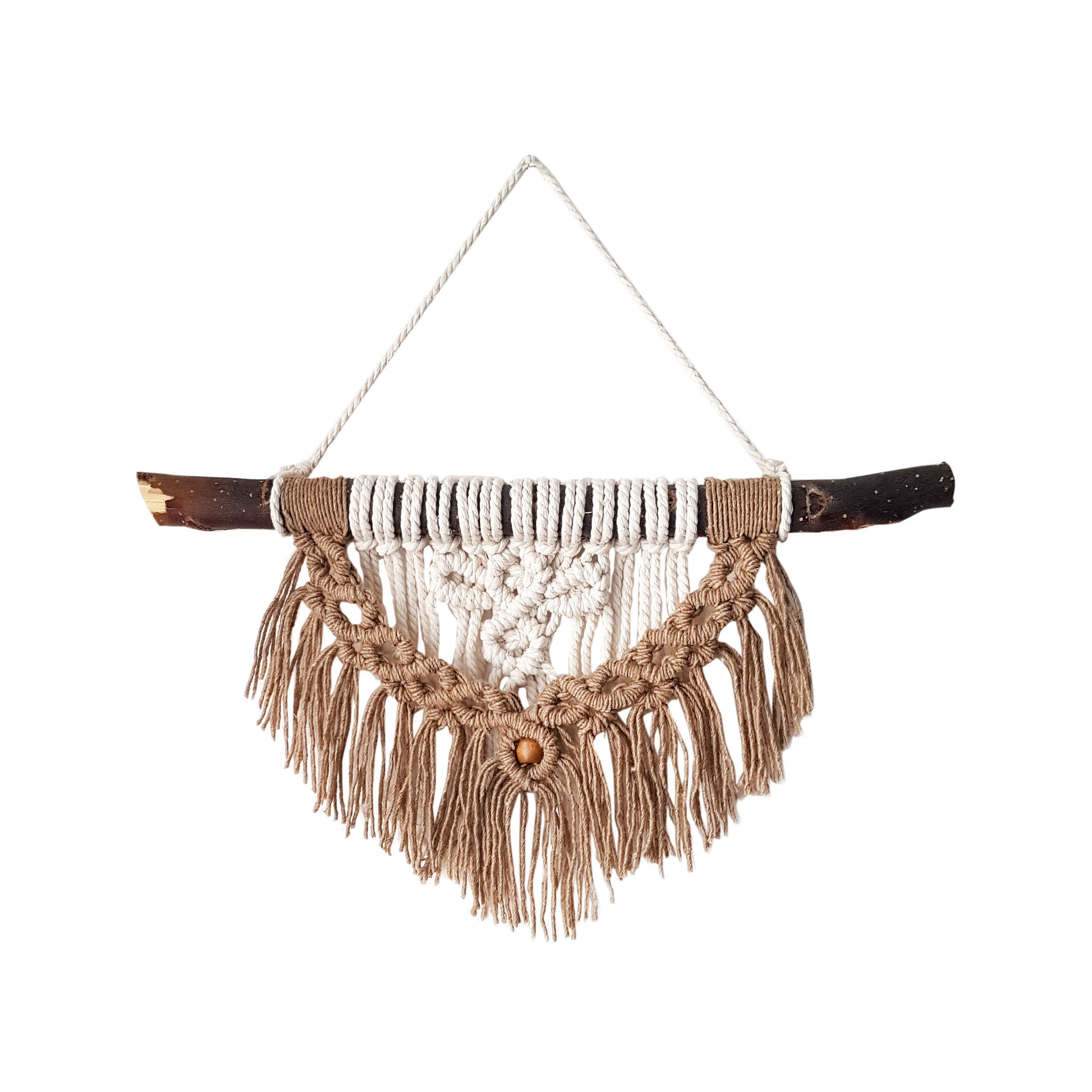 Macrame Wall Hanging Tapestry Art Bohemian with Wood