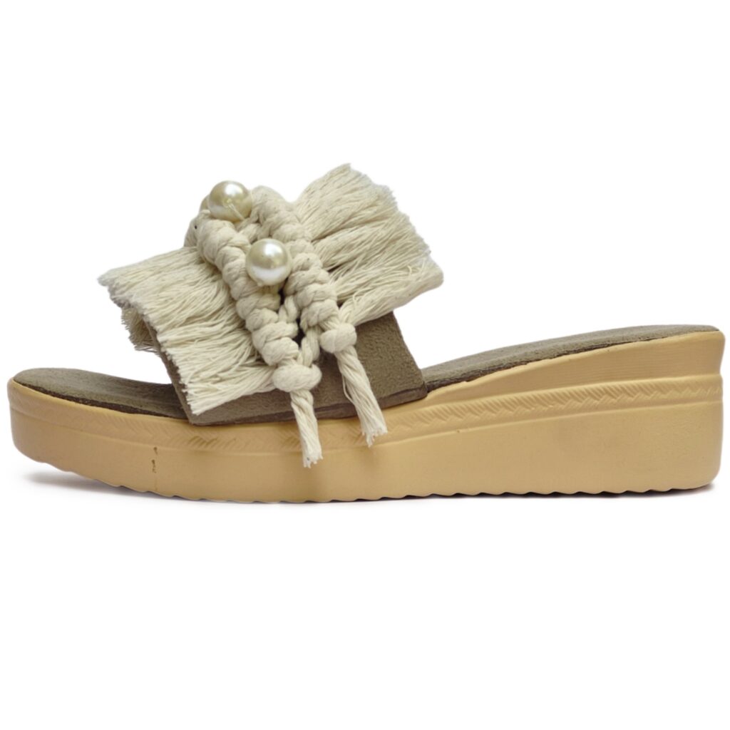 Tongs Wedge Macramé pour Femmes Modèle Boho