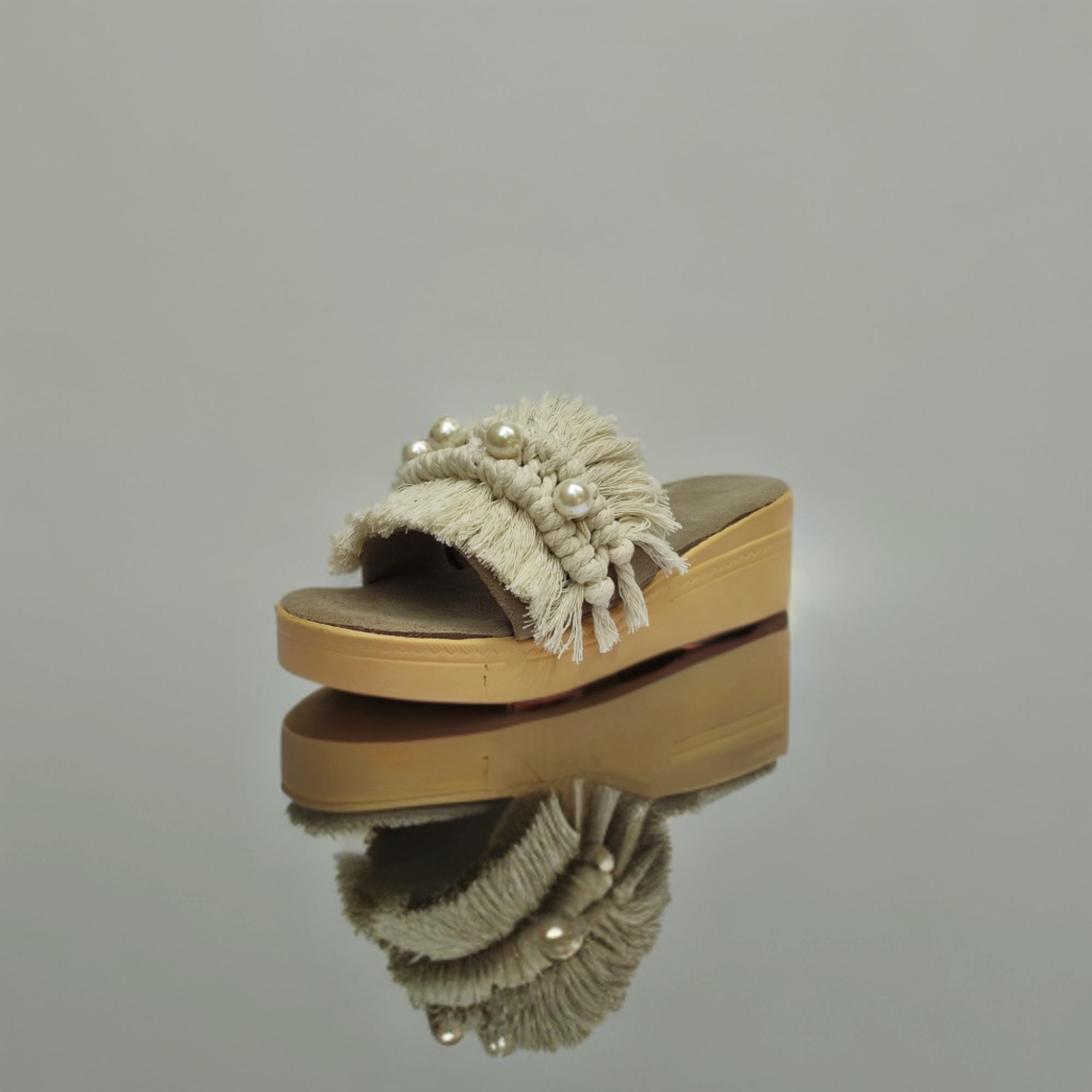 Tongs Wedge Macramé pour Femmes Modèle Boho