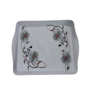 Plateau de service en mélamine durable et léger pour décoration de table, floral