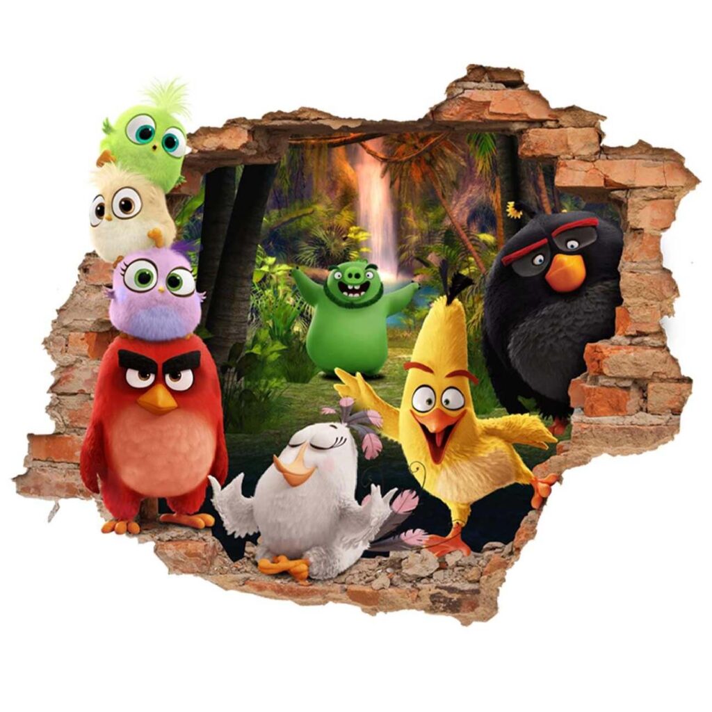 Autocollant mural 3D pour chambre de bébé – Design Angry Birds