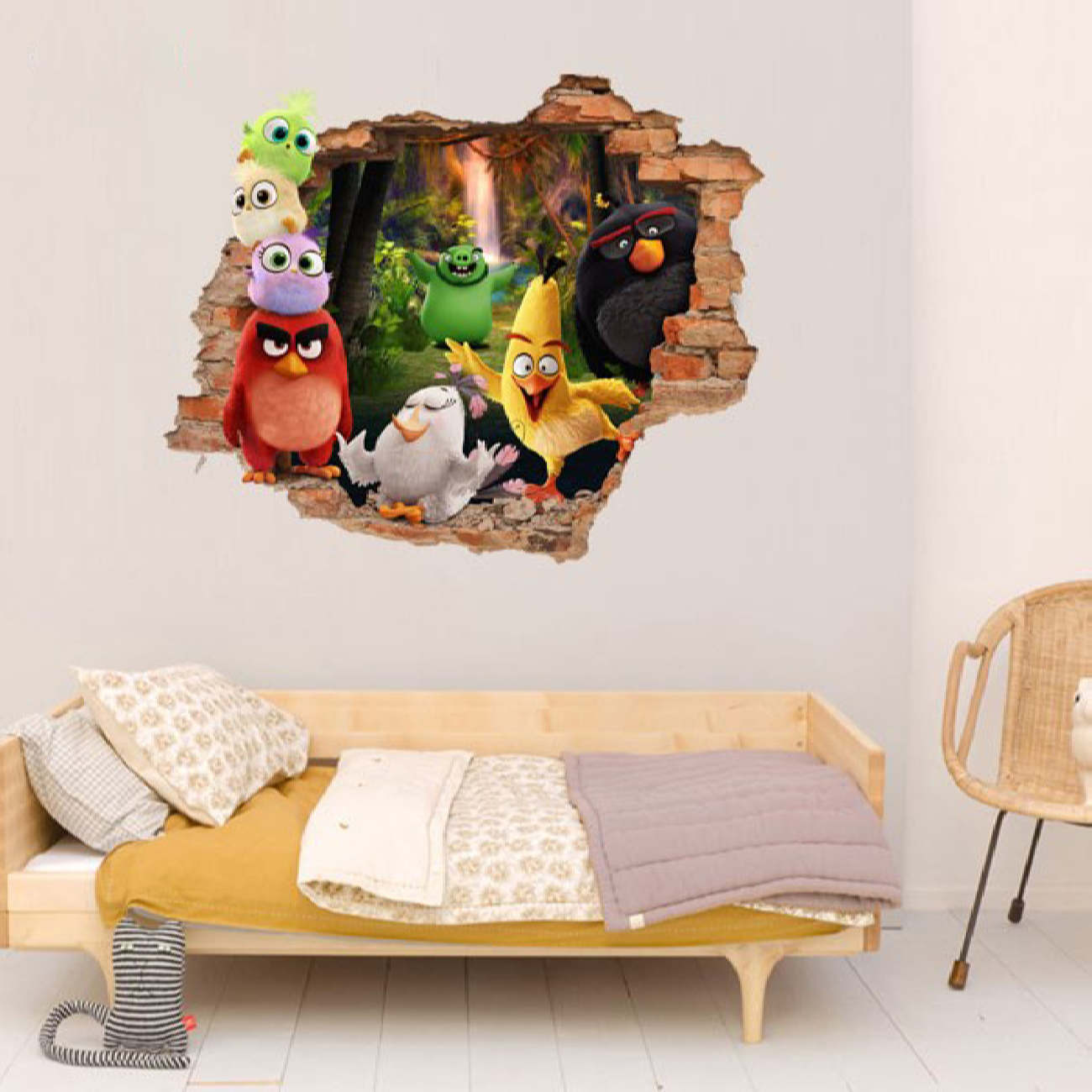Autocollant mural 3D pour chambre de bébé – Design Angry Birds