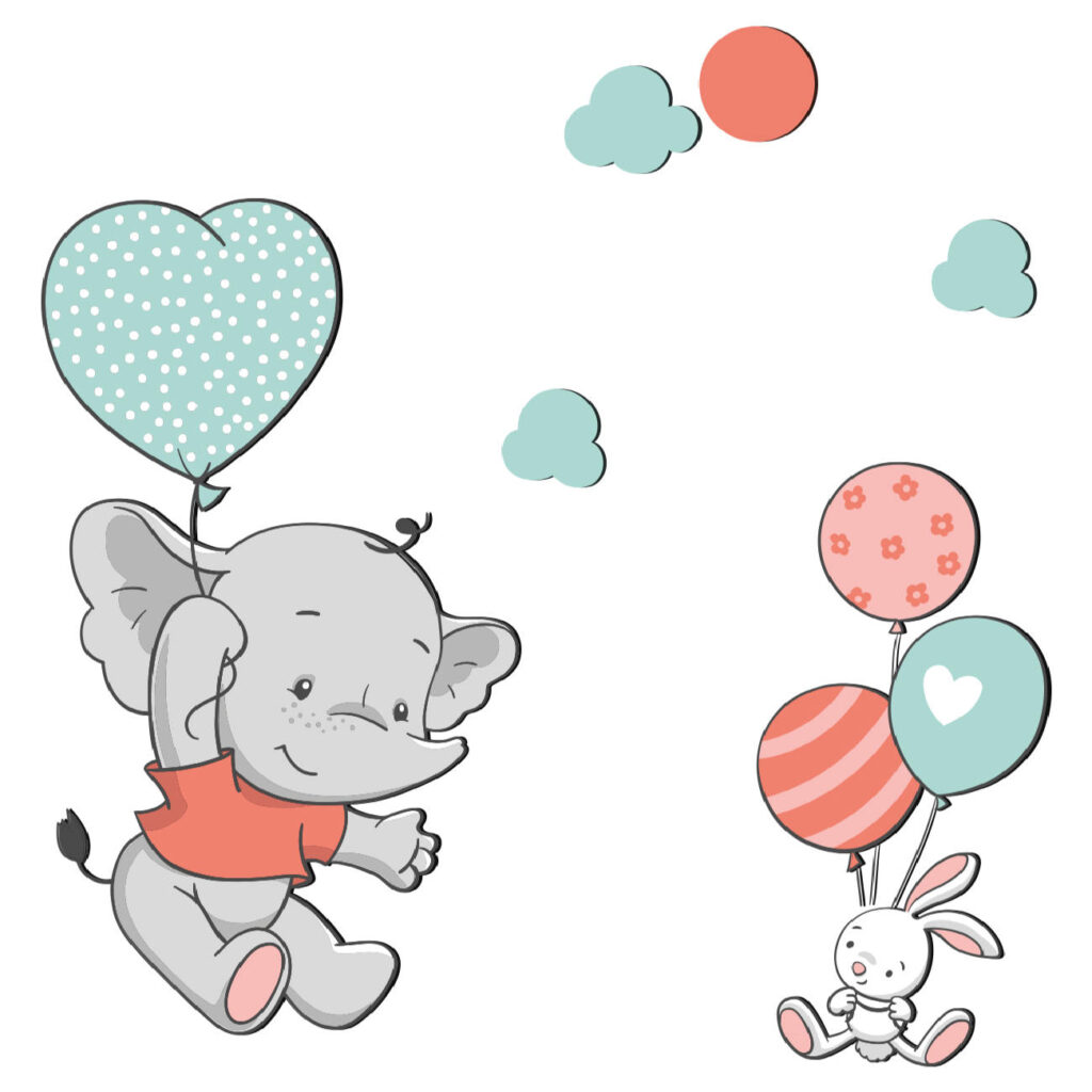 Autocollant mural en bois pour chambre de bébé – Design éléphant