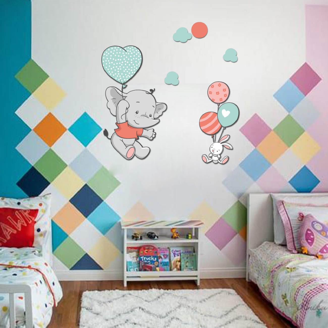 Autocollant mural en bois pour chambre de bébé – Design éléphant