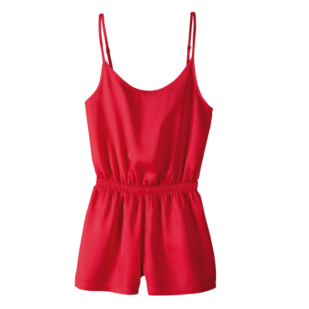 Rompers casual en salopette pour femmes à jambes courtes en rouge