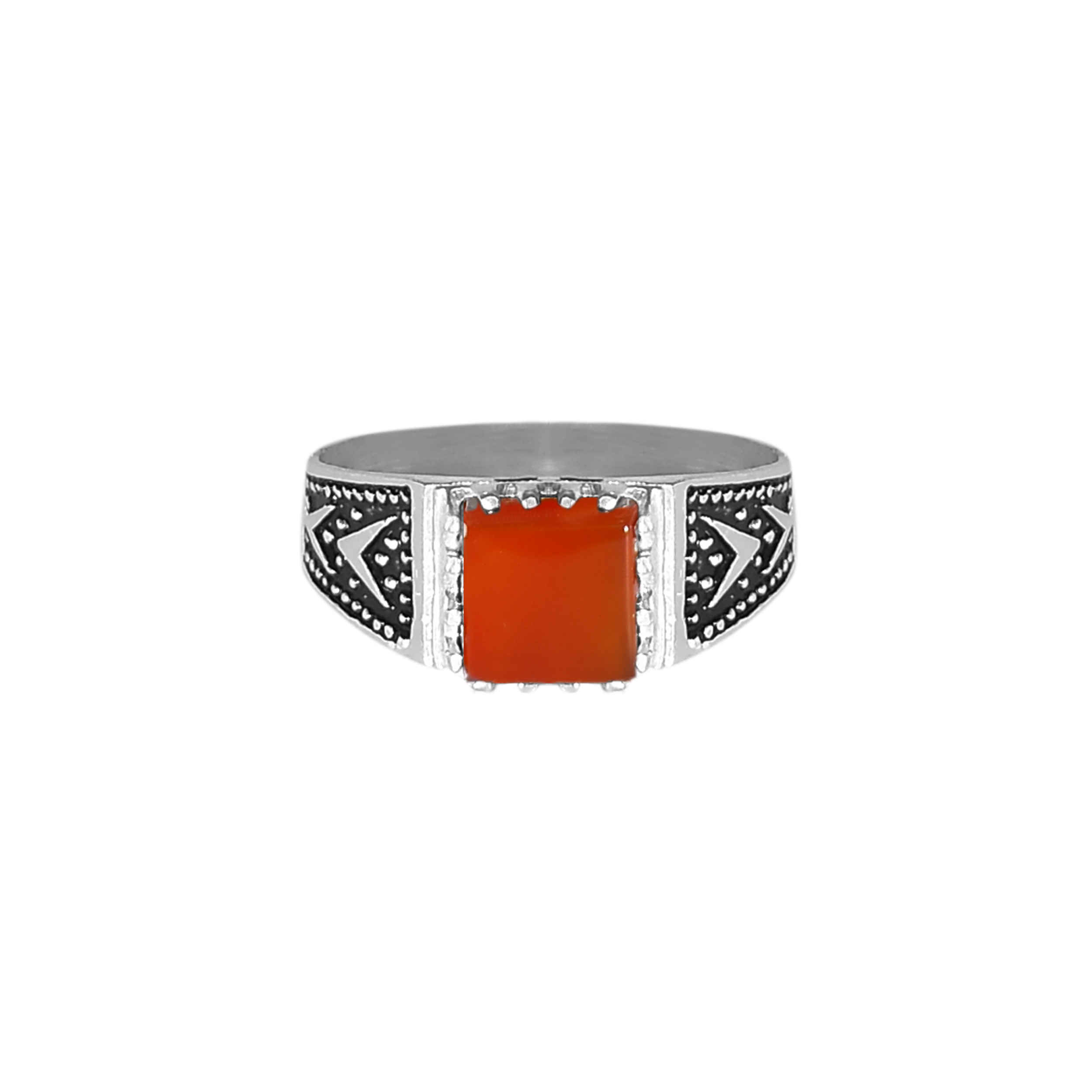 Bague en argent Agate pour homme Élégance Rouge Modèle ANMS