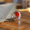 Bague en argent Agate pour homme Élégance Rouge Modèle Fleur