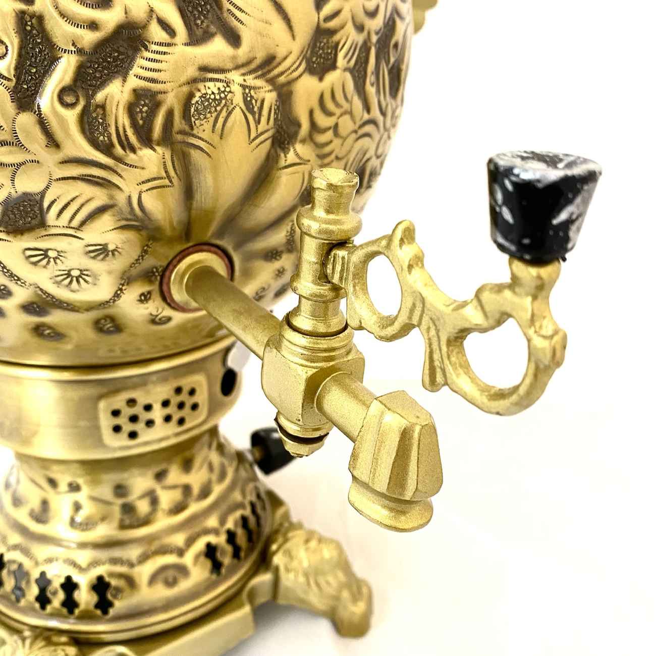 Samovar à gaz en laiton persan au design traditionnel pour préparation du thé