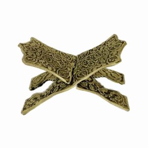 Support Rehal en laiton pliable pour le Coran avec design gravé