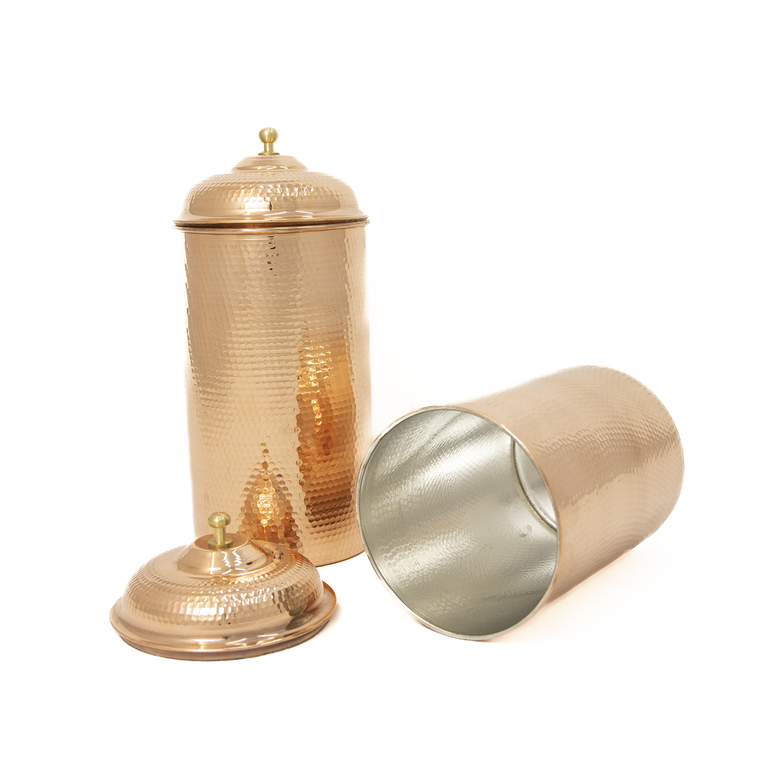 Ensemble de 3 bocaux persans en cuivre fabriqués à la main et martelés