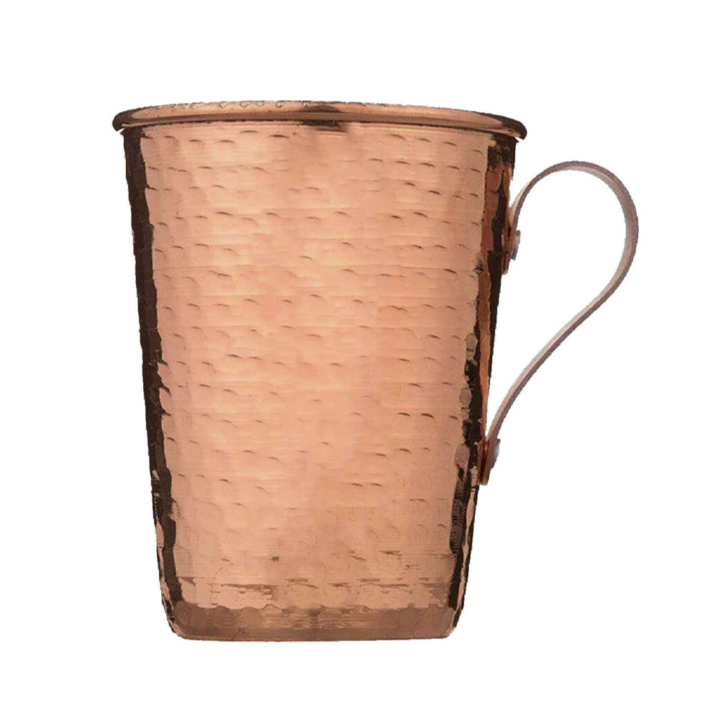 Tasse persane en cuivre - Fabriquée à la main avec anse pour boissons froides - Martelée Lot de 3