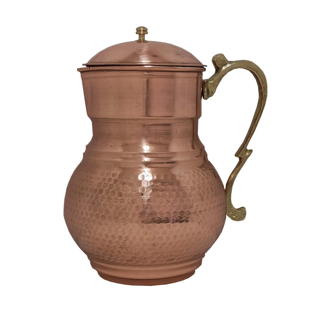 Carafe en cuivre perse martelé avec couvercle et poignée modèle Gulzar
