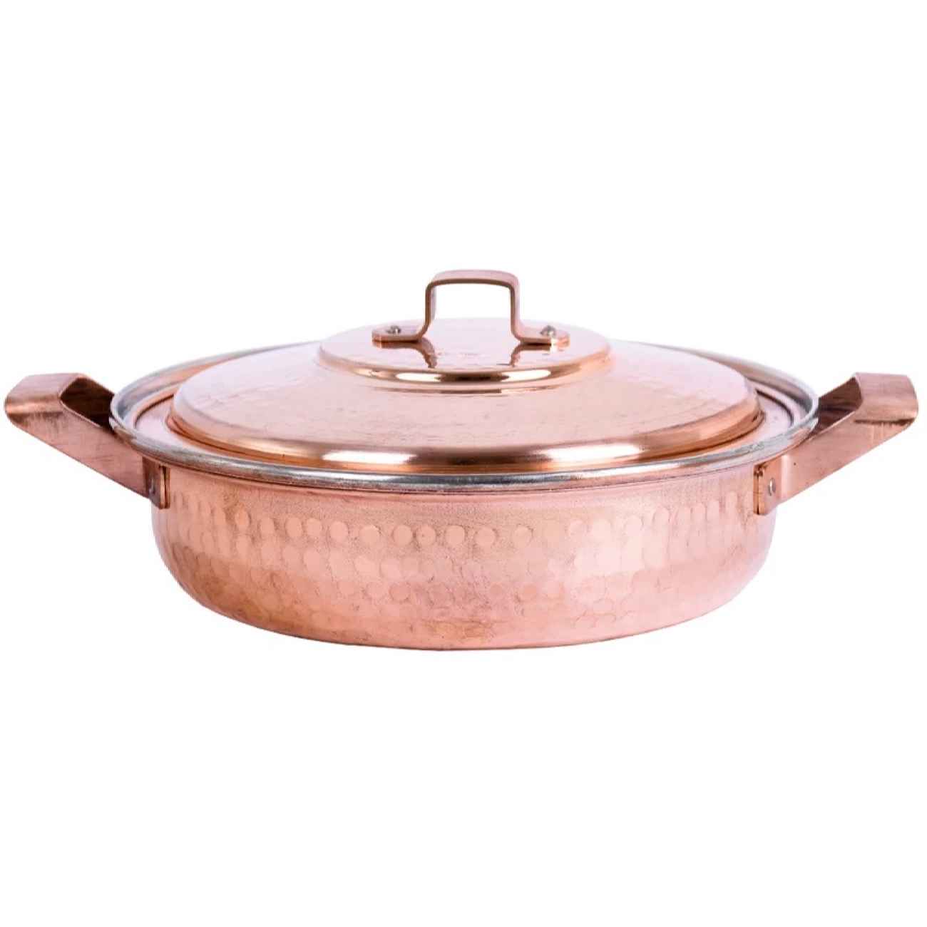 Poêle à Sauter Persane en Cuivre - Martelée avec Couvercle (Modèle Negar)
