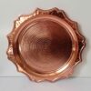 Plat de Service Persan en Cuivre Martelé Rond Fabriqué à la Main Design Soleil