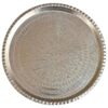 Plat de Service Persan en Cuivre Martelé Traditionnellement Gravé à la Main