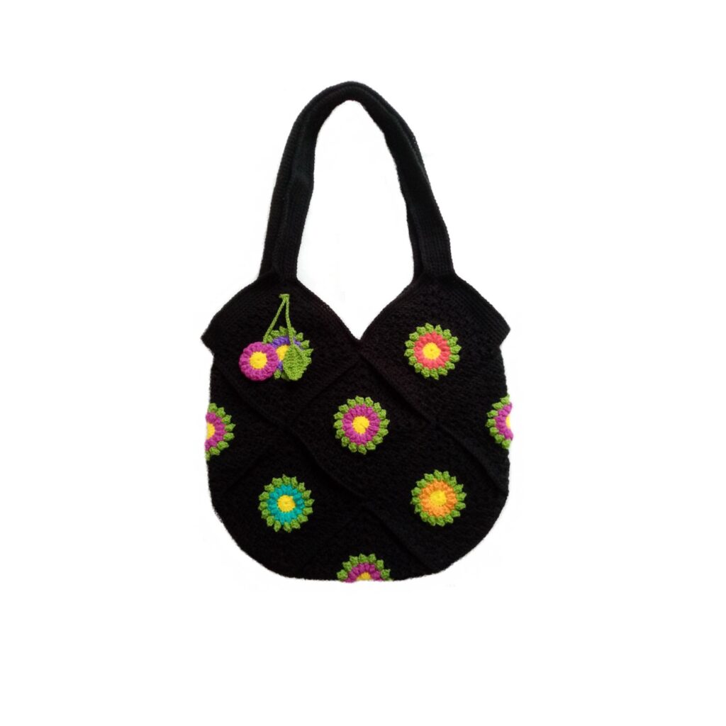 Sac tote crochet tissé à la main avec design de camomille