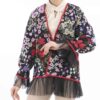 Manto persan brodé avec design floral pour femmes
