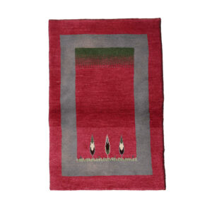 Tapis Gabbeh Persan en laine authentique tissé à la main dans le Fars, motifs d’arbres bordés