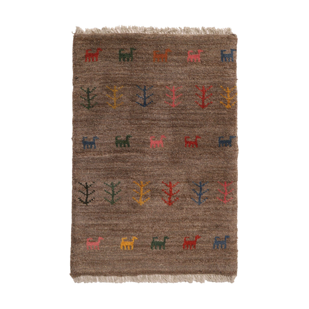 Tapis Gabbeh persan avec laine tissé à la main en Fars motifs animaliers