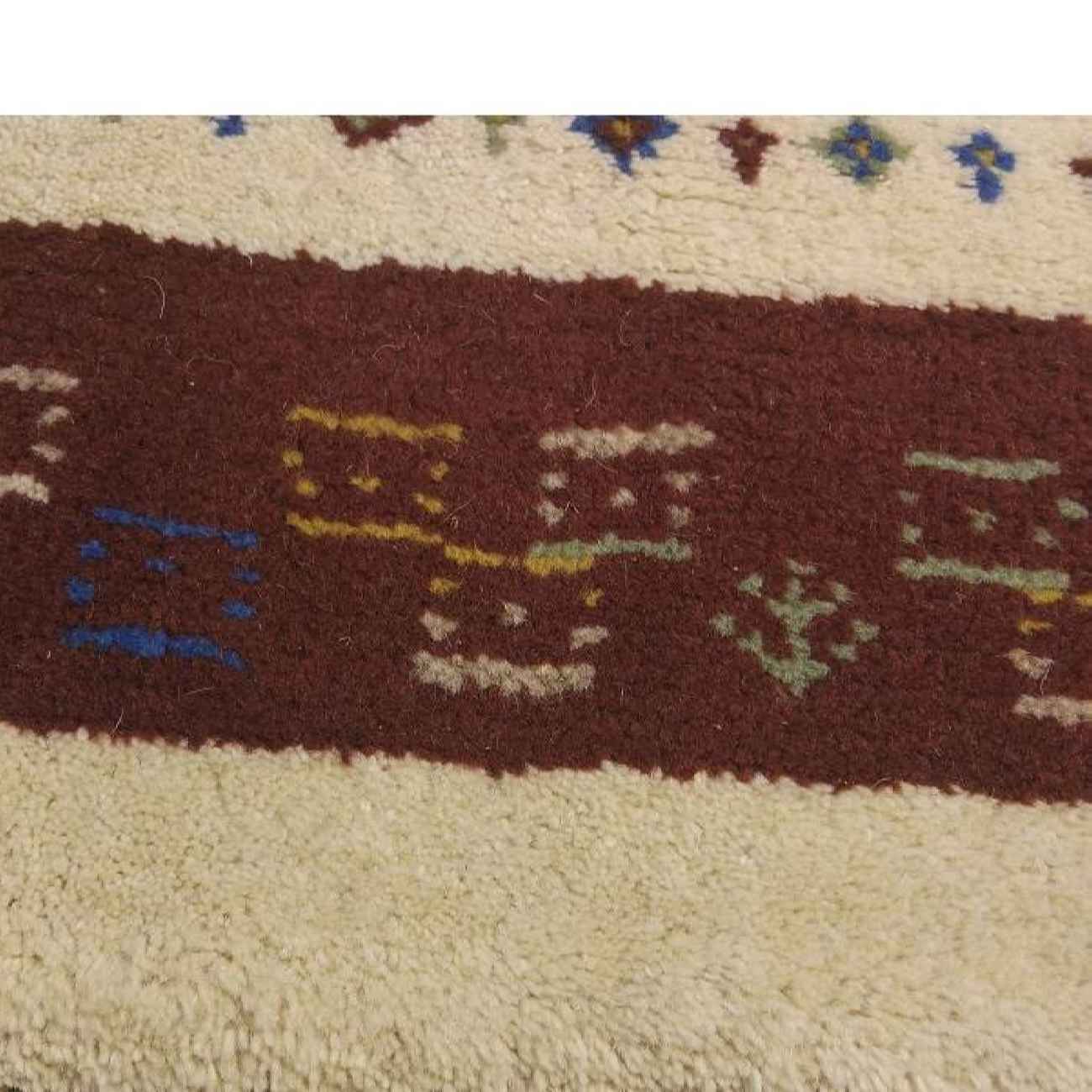 Tapis Gabbeh persan avec laine tissé à la main en Fars bordé crème