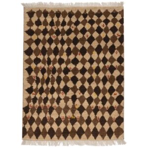 Tapis Gabbeh persan avec laine tissé à la main en Fars géométrique marron