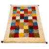 Tapis Gabbeh persan en laine authentique tissé à la main en Fars à carreaux crème